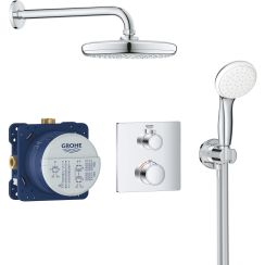 Grohe Grohtherm conjunto de ducha empotrado con termostato con rociador con efecto lluvia StarLight Chrome 34729000