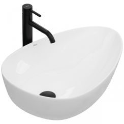 Rea Greta lavabo 56x39 cm sobre encimera blanco REA-U8536