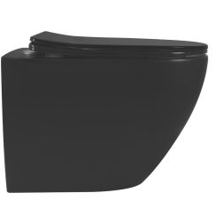 Rea Carlo Mini taza de inodoro con asiento de cierre suave suspendido sin reborde negro mate REA-C8489