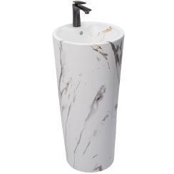 Rea Blanka lavabo 40x40 cm circular exento gris/piedra REA-U8704
