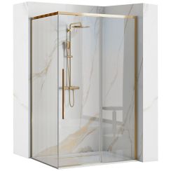Rea Solar Gold cabina de ducha 100x80 cm rectangular oro brillo/vidrio transparente REA-K4901