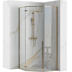 Rea Diamond cabina de ducha 90x90 cm oro brillo/vidrio transparente REA-K4904