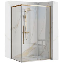 Rea Solar Gold cabina de ducha 90x90 cm cuadrada oro brillo/vidrio transparente REA-K4900