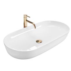 Rea Cleo lavabo 81x41 cm oval sobre encimera blanco REA-U0563