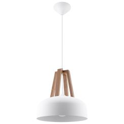 Sollux Lighting Casco lámpara colgante 1x60 W blanco-madera SL.0388