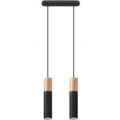 Sollux Lighting Pablo lámpara colgante 2x40 W negro-madera SL.0633