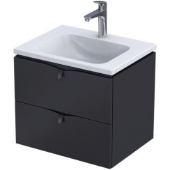 Oristo Siena armario 59.6x45.5x50 cm suspendido, para lavabo negro OR45-SD2S-60-8