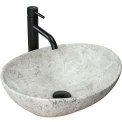 Rea Sofia lavabo 41x34.5 cm oval sobre encimera gris/piedra REA-U0165