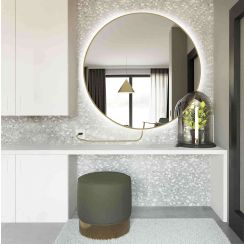 Baltica Design Electra espejo 80x80 cm circular con iluminación dorado 5904107903958