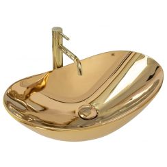 Rea Royal lavabo 62x36 cm oval sobre encimera oro REA-U4545
