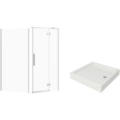 Zestaw Cersanit Crea kabina prysznicowa 90x90 cm kwadratowa prawa z brodzikiem Tako chrom/szkło przezroczyste (S159006, S159010, S204012)