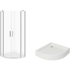 Conjunto cabina de ducha Cersanit Moduo S162-009, plato de ducha semicircular Cersanit Tako S204-003