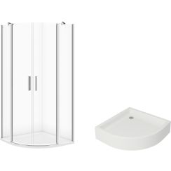 Conjunto cabina de ducha Cersanit Moduo S162-010, plato de ducha semicircular Cersanit Tako S204-004