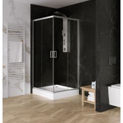 New Trendy Suvia cabina con plato de ducha 90x90 cm cuadrada cromo brillo/vidrio transparente ZS-0004