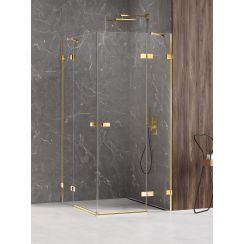 New Trendy Avexa Gold Shine kabina prysznicowa 120x110 cm prostokątna złoty połysk/szkło przezroczyste EXK-1868