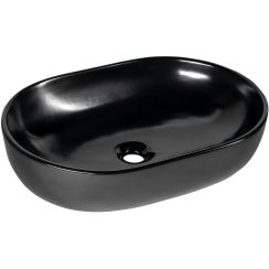Sapho Caleo lavabo 60x42 cm oval sobre encimera negro mate CA590B