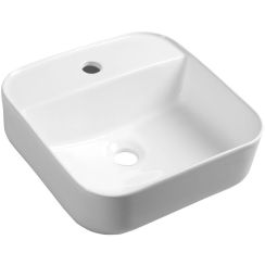 Sapho Molveno lavabo 39.5x39.5 cm cuadrada sobre encimera blanco brillante AR453