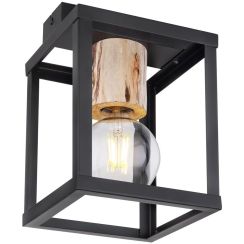 Candellux Retro lámpara de techo 1x40 W negro-madera 31-00774