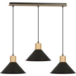 Emibig Rowen lámpara colgante 3x15 W negro-madera 1044/3