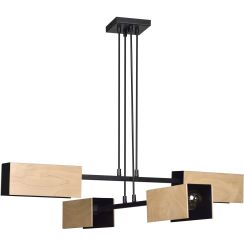 Emibig Zaper lámpara colgante 4x15 W negro-madera 616/4