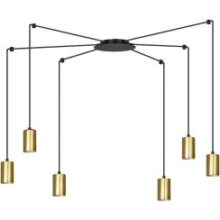 Emibig Traker lámpara colgante 6x8 W negro-oro 526/6