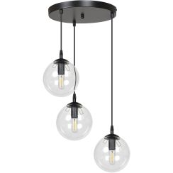 Emibig Cosmo lámpara colgante 3x10 W negro-transparente 711/3PREM