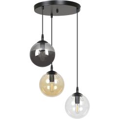 Emibig Cosmo lámpara colgante 3x10 W negro-transparente-ámbar-grafito 714/3PREM