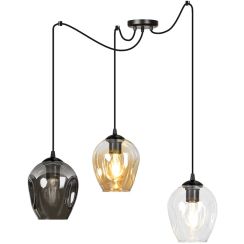 Emibig Level lámpara colgante 3x15 W negro-transparente-ámbar-grafito 759/3