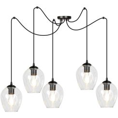 Emibig Level lámpara colgante 5x15 W negro-transparente 756/5