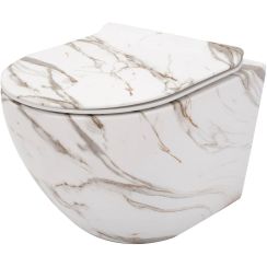 Rea Carlos conjunto taza de inodoro + tapa suspendido sin reborde blanco mate imitación de piedra REA-C8004