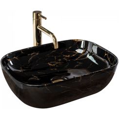 Rea Belinda lavabo 46x33 cm rectangular sobre encimera negro-oro REA-U8907