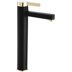 Rea Polo grifo para lavabo de pie negro-oro REA-B9978