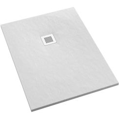 Schedpol Kalait White Stone plato de ducha rectangular + rejilla 90x70 cm blanco 3.3133/B/ST-M2