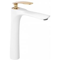 Rea Orbit grifo para lavabo de pie blanco-oro REA-B2053