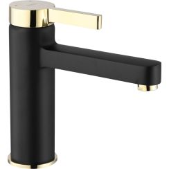 Rea Polo grifo para lavabo de pie negro-oro REA-B9977