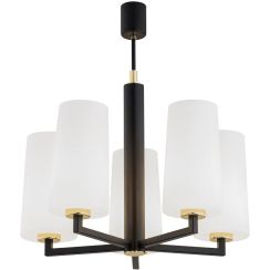 Argon Camelot Plus lámpara colgante 5x15 W negro-latón-ópalo 2114