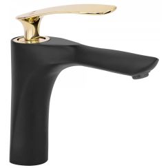 Rea Orbit grifo para lavabo de pie negro-oro REA-B2054