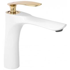 Rea Orbit grifo para lavabo de pie blanco-oro REA-B2052