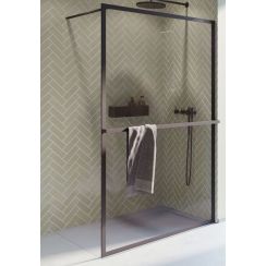 Riho Lucid ścianka prysznicowa 140 cm czarny mat/szkło przezroczyste G005028121