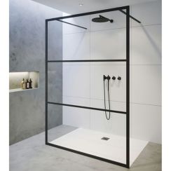 Riho Grid GB401 Walk-in ścianka prysznicowa 140 cm wolnostojąca czarny mat/szkło Grid G004035121