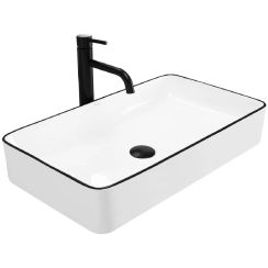 Rea Denis lavabo 61.5x35 cm rectangular sobre encimera blanco-negro REA-U6513