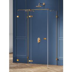 New Trendy Avexa Gold Brushed kabina prysznicowa 120x100 cm prostokątna lewa złoty szczotkowany/szkło przezroczyste EXK-3097