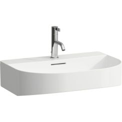 Laufen Sonar lavabo de 3 orificios 60x42 cm semicircular clásico-para mueble blanco brillante H8163420001081
