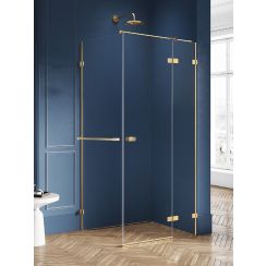New Trendy Avexa Gold Brushed kabina prysznicowa 120x110 cm prostokątna prawa złoty szczotkowany/szkło przezroczyste EXK-3068