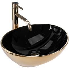 Rea Sofia lavabo 41x34.5 cm oval sobre encimera negro-oro REA-U4527