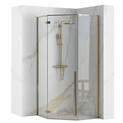 Rea Diamond cabina de ducha 100x100 cm oro brillo/vidrio transparente REA-K6616