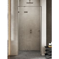 New Trendy Avexa Gunmetal Brushed puerta de ducha 130 cm oscilante grafito cepillado/vidrio transparente EXK-3254