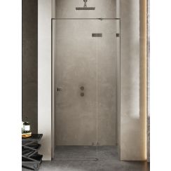 New Trendy Avexa Gunmetal Brushed puerta de ducha 140 cm oscilante grafito cepillado/vidrio transparente EXK-3257
