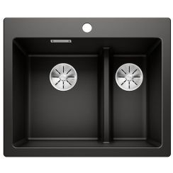 Blanco Pleon 6 Split fregadero de granito 61.5x51 cm negro 525955