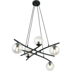 Emibig Essa lámpara colgante 5x10 W negro-transparente 1202/5